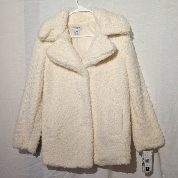 Celebrity Pink Jackets & Blazers - Cream Teddy Jacket, Faux Fur, Oversized Celebrity Pink Sz 4, NWT